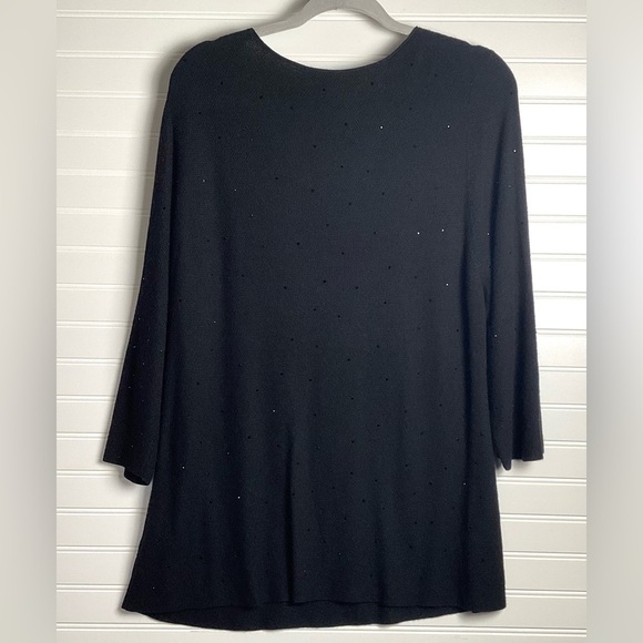 J Jill Black 3/4 Sleeves V-Neck Top Wool& Viscose Blend Size XL - Picture 2 of 10